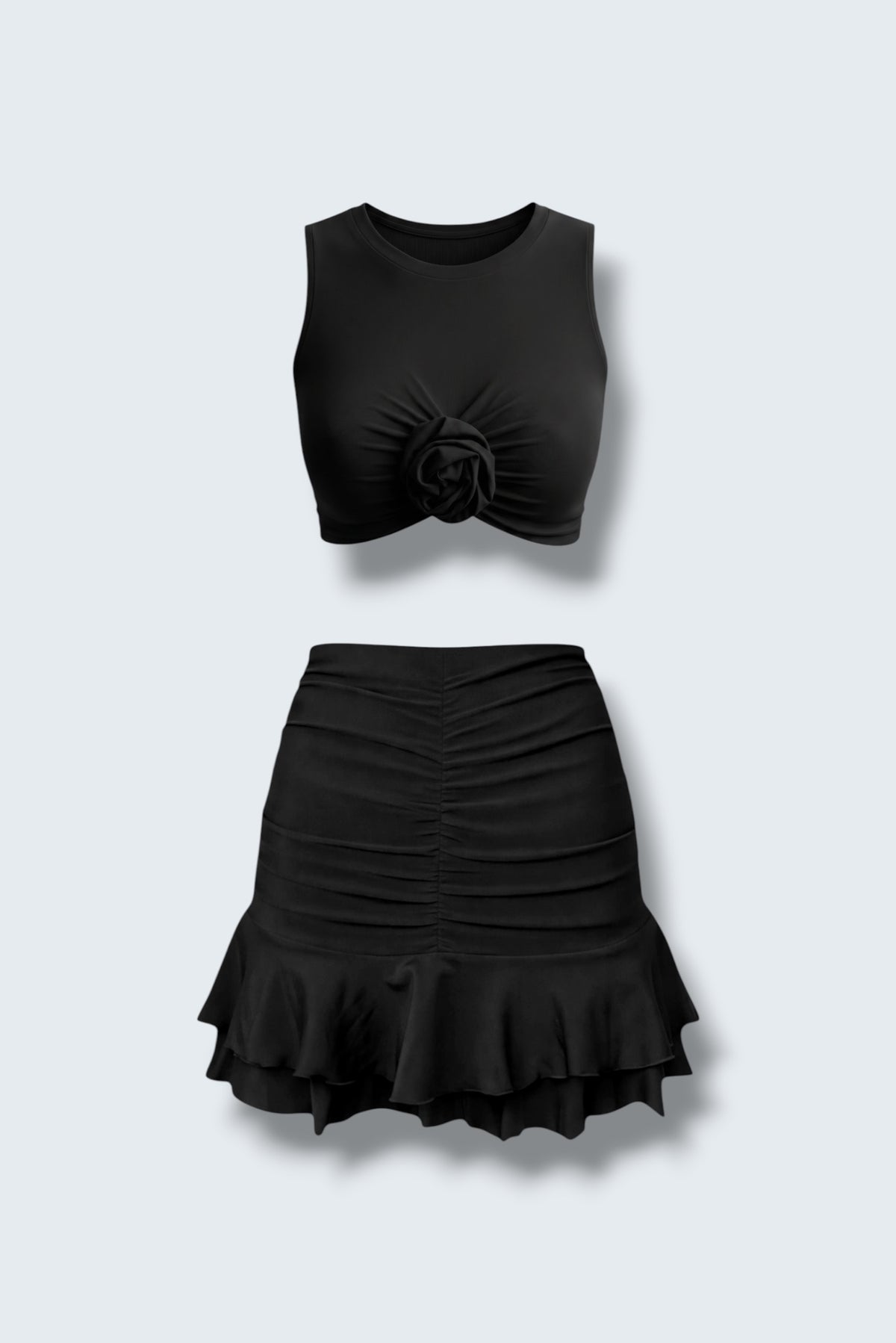 Komplet: Kwiatowy top BL x Spódnica Doll BL