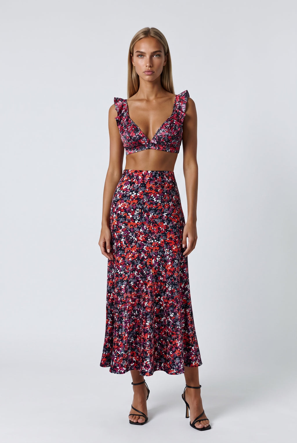 Zestaw: top Give&Shine z falbankami + spódnica midi