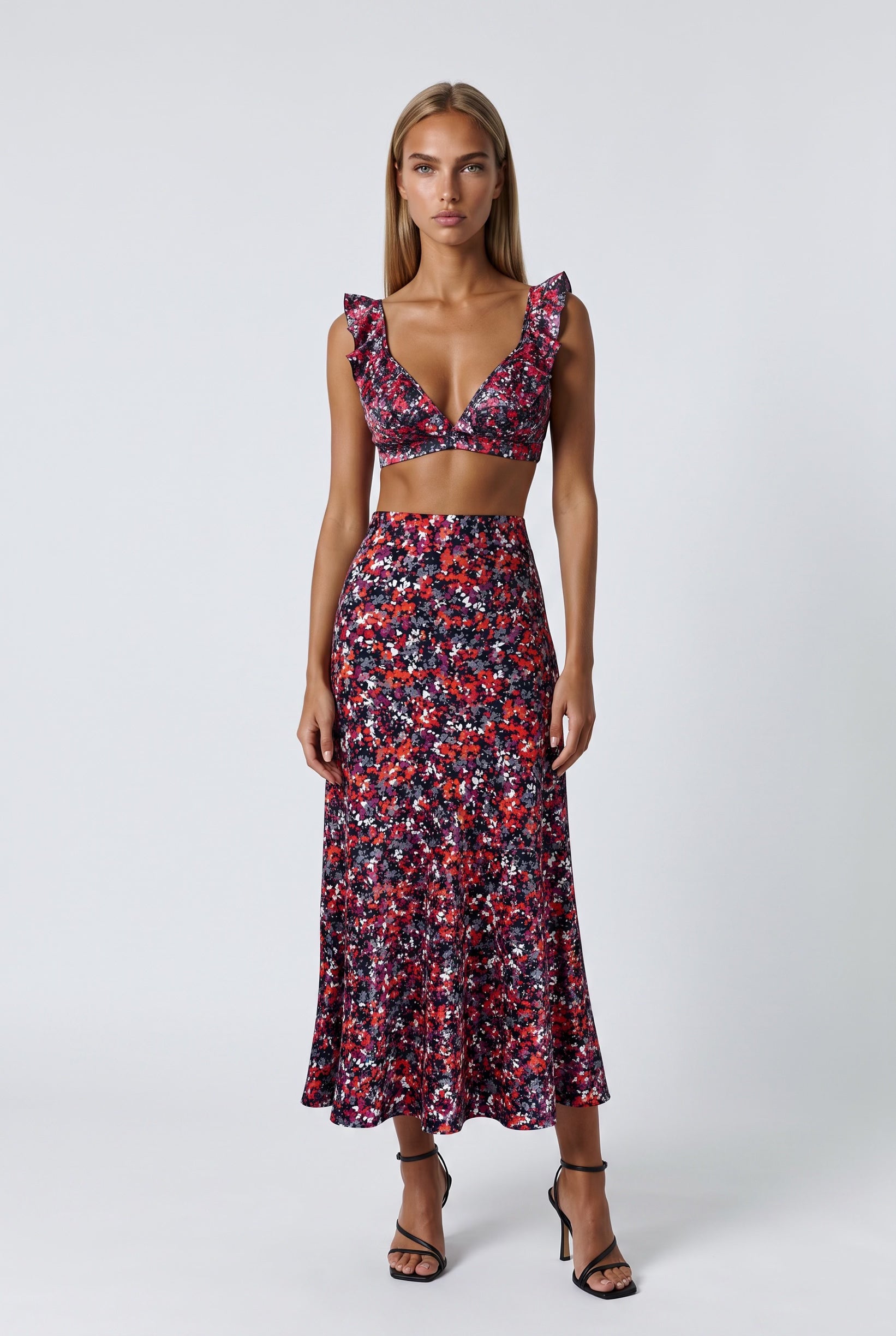 Zestaw: top Give&Shine z falbankami + spódnica midi